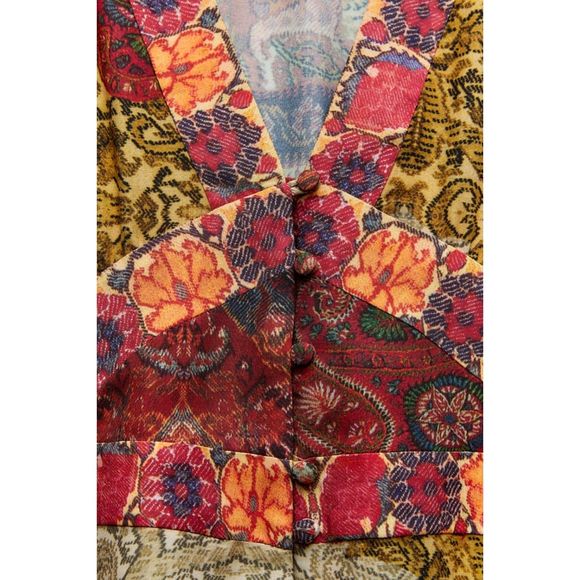 ZARA BOHO PATCHWORK PRINTED MIDI DRESS - Picture 10 of 11